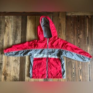 COLUMBIA • lightweight fleece lined windbreaker fall spring jacket coat red grey